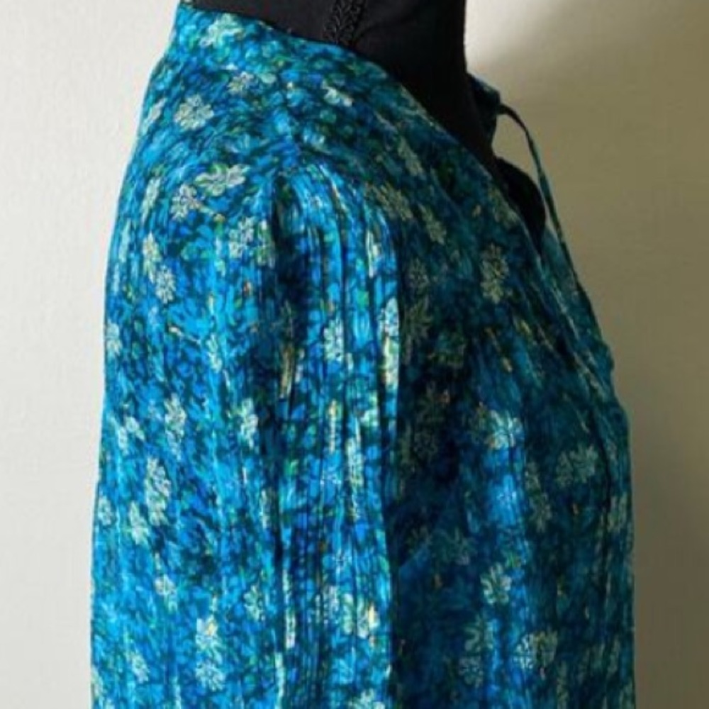 Shoshanna Regency Gold Liberty Print Y2K “Edie” Fairy Blouse Primary Blue - Picture 8 of 9